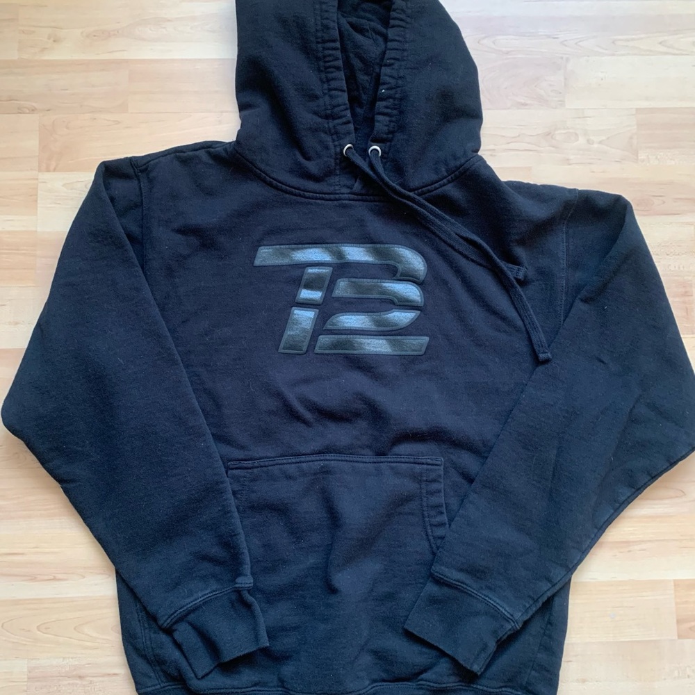 TB12 Tom Brady Performance Black on Black Hooded Sweatshirt